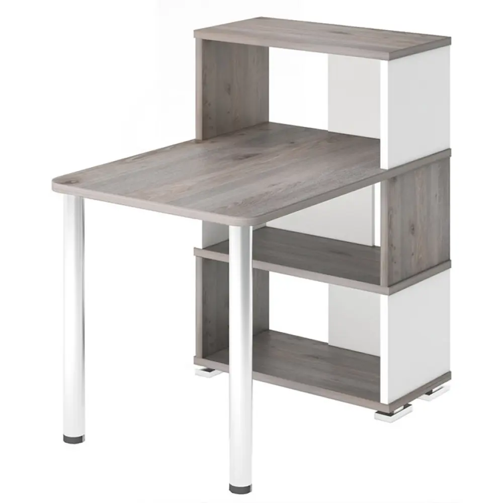 Фото Компьютерный стол Мэрдэс СБ-10М/3 НБЕН 70x109.50x105 см ЛДСП цвет серый дуб/белый жемчуг Фото Компьютерный стол Мэрдэс СБ-10М/3 НБЕН 70x109.50x105 см ЛДСП цвет серый дуб/белый жемчуг