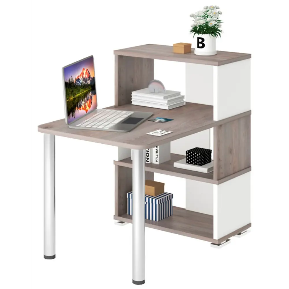 Фото 4 Компьютерный стол Мэрдэс СБ-10М/3 НБЕН 70x109.50x105 см ЛДСП цвет серый дуб/белый жемчуг Фото 4 Компьютерный стол Мэрдэс СБ-10М/3 НБЕН 70x109.50x105 см ЛДСП цвет серый дуб/белый жемчуг