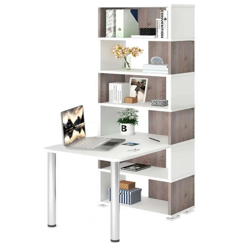 Фото 4 Компьютерный стол Мэрдэс СБ-10М/6 БЕШБЕ-Ч 70x213x105 см ЛДСП цвет коричневый/белый жемчуг