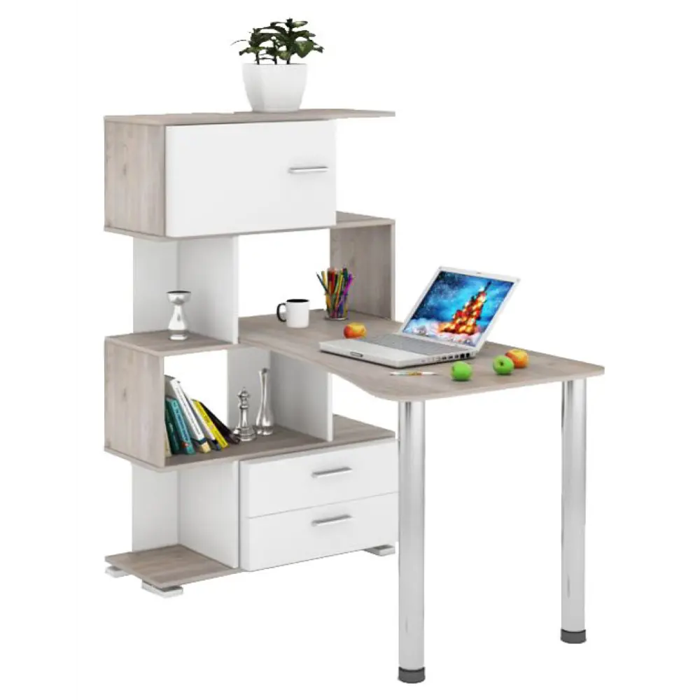 Фото 5 Компьютерный стол Мэрдэс СЛ-5-4СТ-2+БД+БЯ Н 75x139.50x118.20 см ЛДСП цвет серый дуб