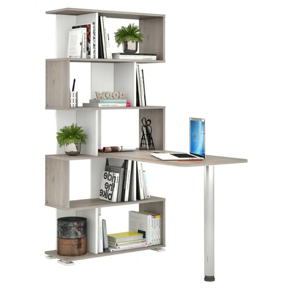 Фото 6 Компьютерный стол Мэрдэс СЛ-5СТ БЕНБЕ 75x173.10x109.90 см ЛДСП цвет серый дуб/белый жемчуг Фото 6 Компьютерный стол Мэрдэс СЛ-5СТ БЕНБЕ 75x173.10x109.90 см ЛДСП цвет серый дуб/белый жемчуг