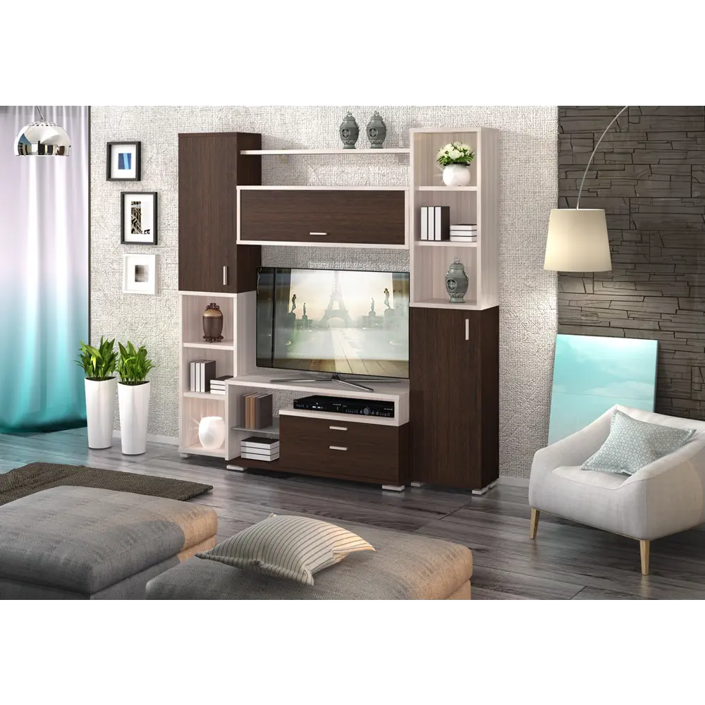 Фото 5 Полка Мэрдэс ПУ-20-2 ШК-Ч 45x213.10x30 см нагрузка на полку 40 кг ЛДСП цвет коричневый/бежево-белый Фото 5 Полка Мэрдэс ПУ-20-2 ШК-Ч 45x213.10x30 см нагрузка на полку 40 кг ЛДСП цвет коричневый/бежево-белый