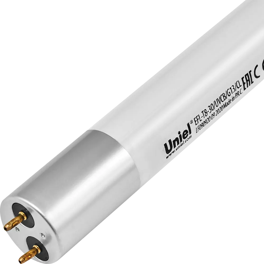 Фото Лампа люминесцентная ультрафиолетовая бактерицидная Uniel UL-00007277 G13 30 Вт прозрачная EFL-T8-30/UVCB/G13/CL Фото Лампа люминесцентная ультрафиолетовая бактерицидная Uniel UL-00007277 G13 30 Вт прозрачная EFL-T8-30/UVCB/G13/CL