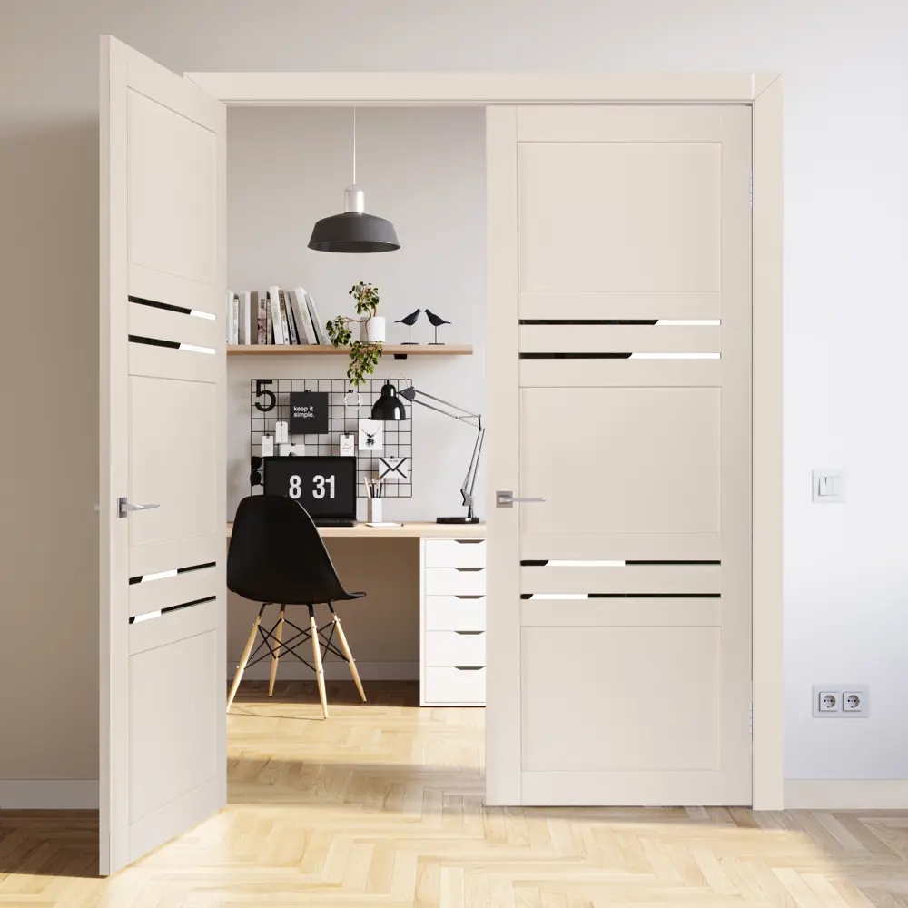 Фото 6 Дверь межкомнатная Астерия глухая Hardflex ламинация цвет магнолия 60х200 см (с замком и петлями) Фото 6 Дверь межкомнатная Астерия глухая Hardflex ламинация цвет магнолия 60х200 см (с замком и петлями)