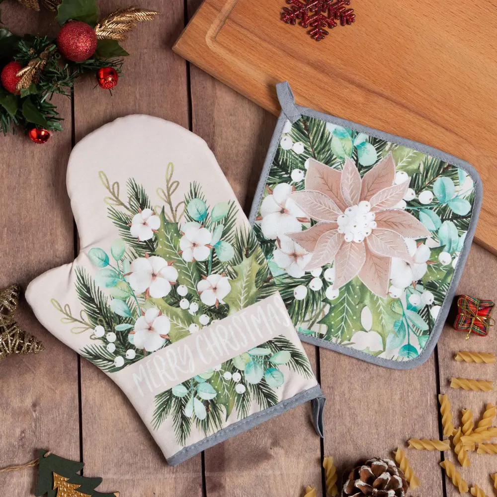 Фото Прихватка Этель Beautiful Chistmas 20x28 см хлопок цвет бежевый 2 шт Фото Прихватка Этель Beautiful Chistmas 20x28 см хлопок цвет бежевый 2 шт