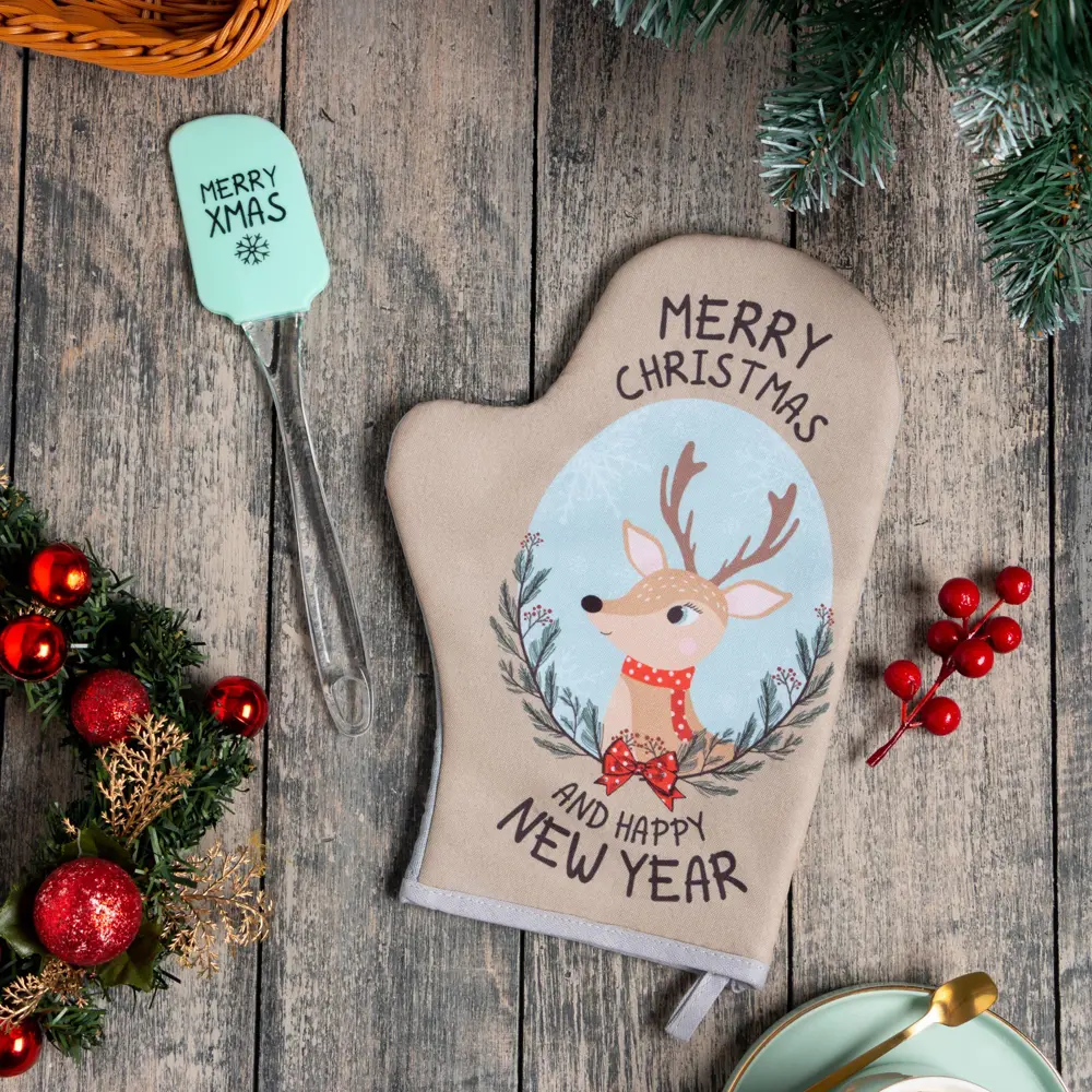 Фото Прихватка Доляна Merry Xmas 28x28 см габардин цвет бежевый 2 шт Фото Прихватка Доляна Merry Xmas 28x28 см габардин цвет бежевый 2 шт