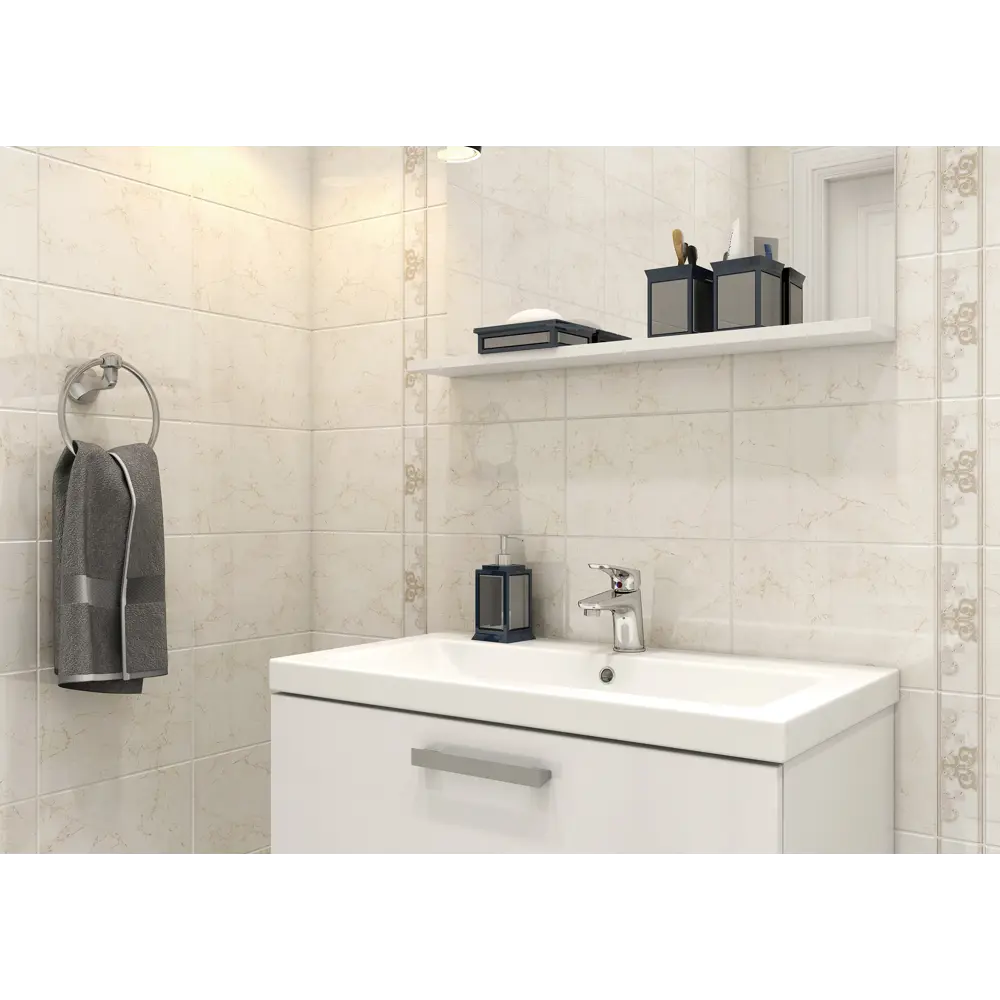Фото Плитка настенная Cersanit Alfa 20х30 см, 1.2 м2 цвет бежевый Фото Плитка настенная Cersanit Alfa 20х30 см, 1.2 м2 цвет бежевый