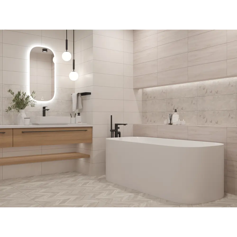 Фото 4 Настенная плитка LB Ceramics Юген 20x60 см 0.84 м² цвет белый Фото 4 Настенная плитка LB Ceramics Юген 20x60 см 0.84 м² цвет белый