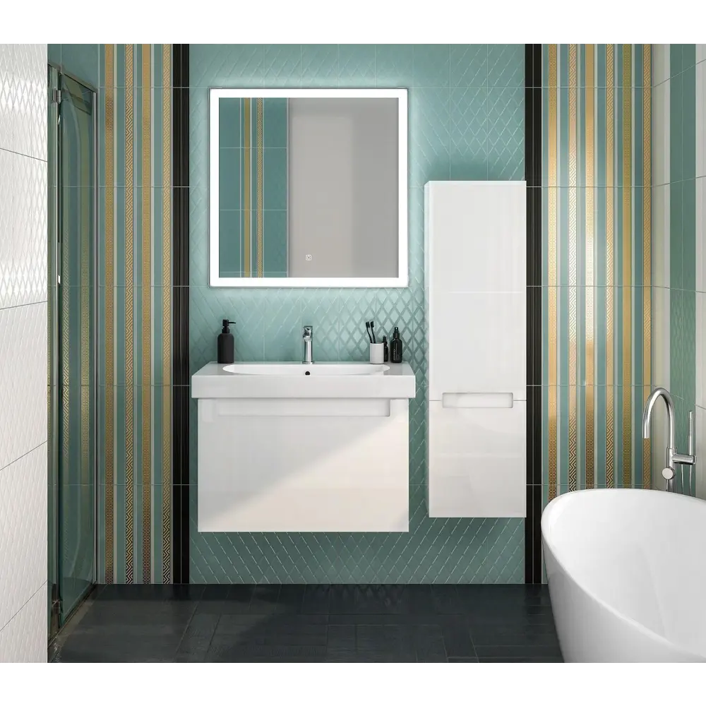 Фото 3 Тумба под раковину подвесная Buongiorno Plus 80 см цвет белый дуб Фото 3 Тумба под раковину подвесная Buongiorno Plus 80 см цвет белый дуб