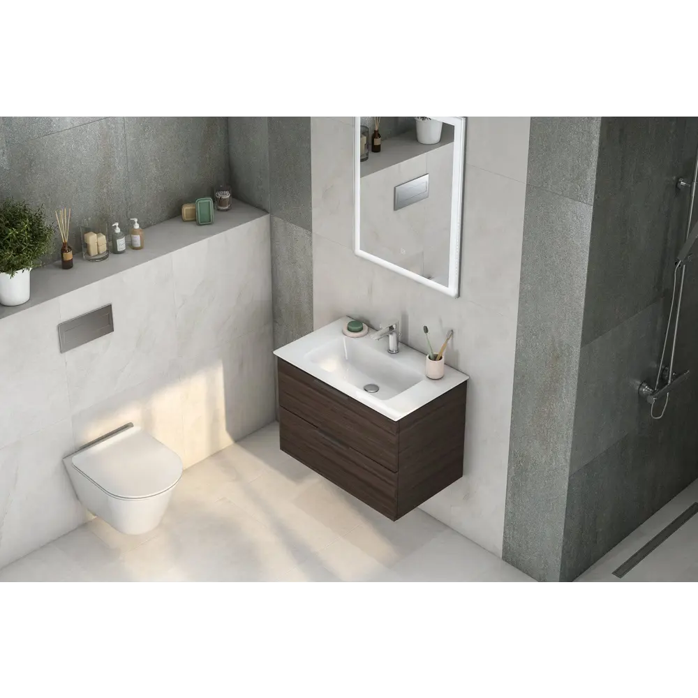 Фото 4 Тумба под раковину подвесная Piano Forte 75 см цвет дымчатый вяз Фото 4 Тумба под раковину подвесная Piano Forte 75 см цвет дымчатый вяз