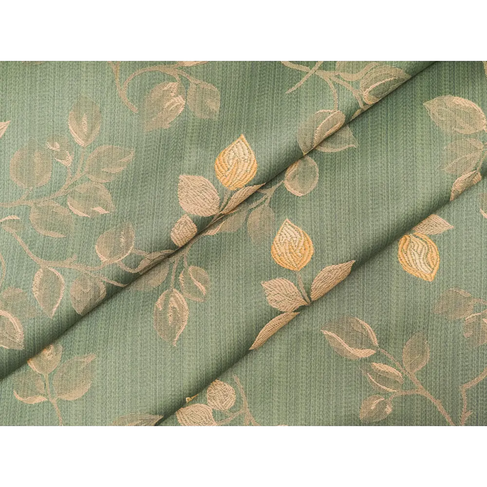 Фото 9 Штора на шторной ленте Веточки - листья 160x260 см цвет зеленый