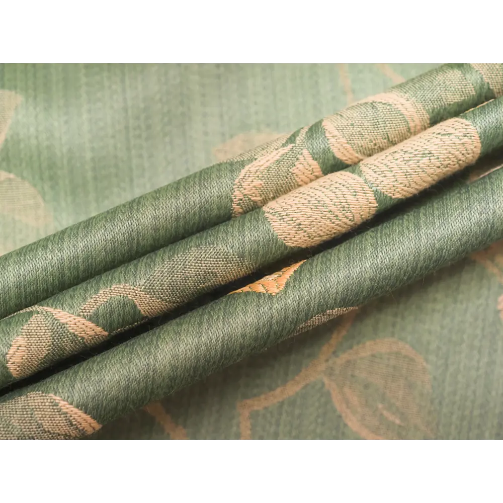 Фото 12 Штора на шторной ленте Веточки - листья 160x260 см цвет зеленый
