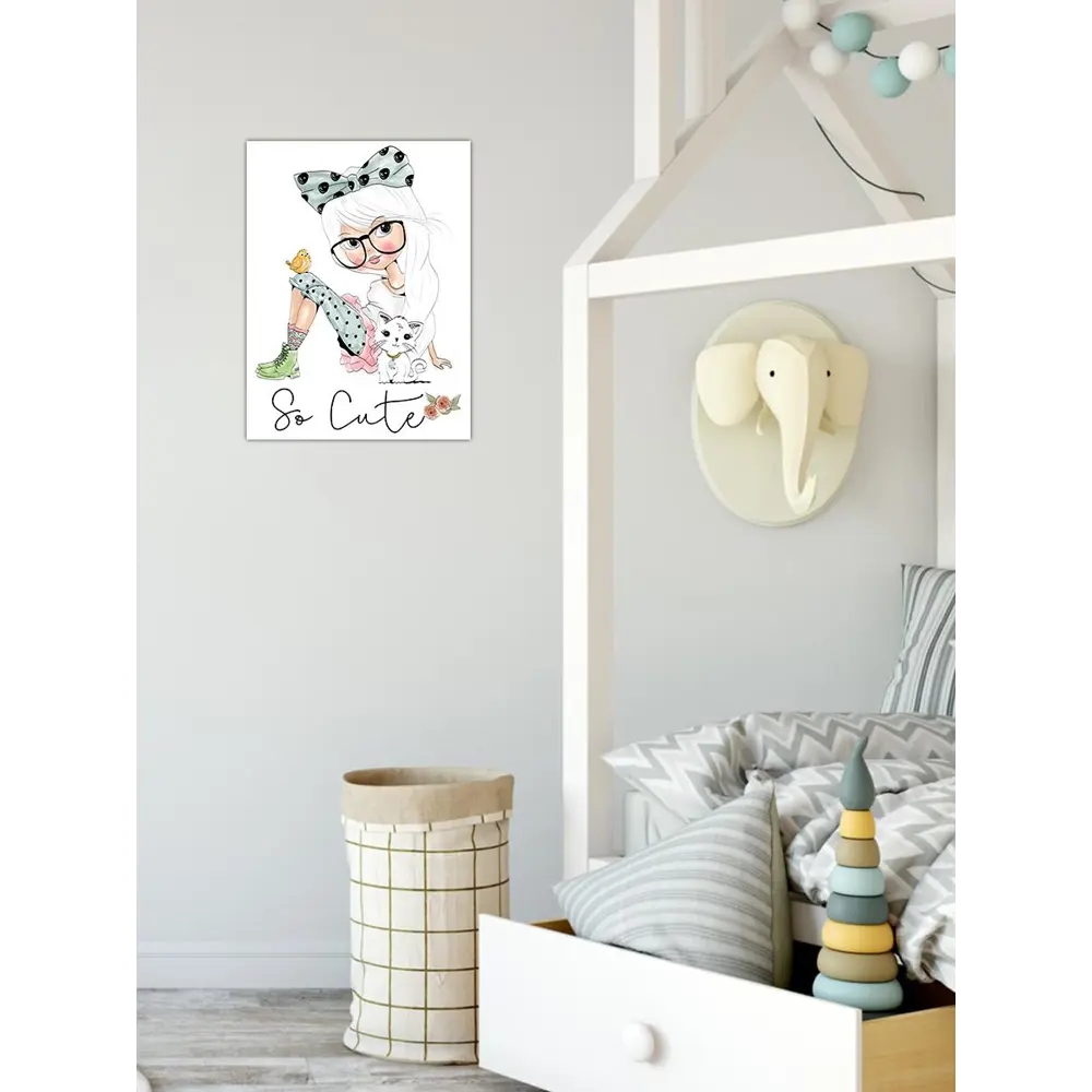 Фото 3 Постер без обрамления Woozzee "Девочка с котенком" 40x30 см без рамы