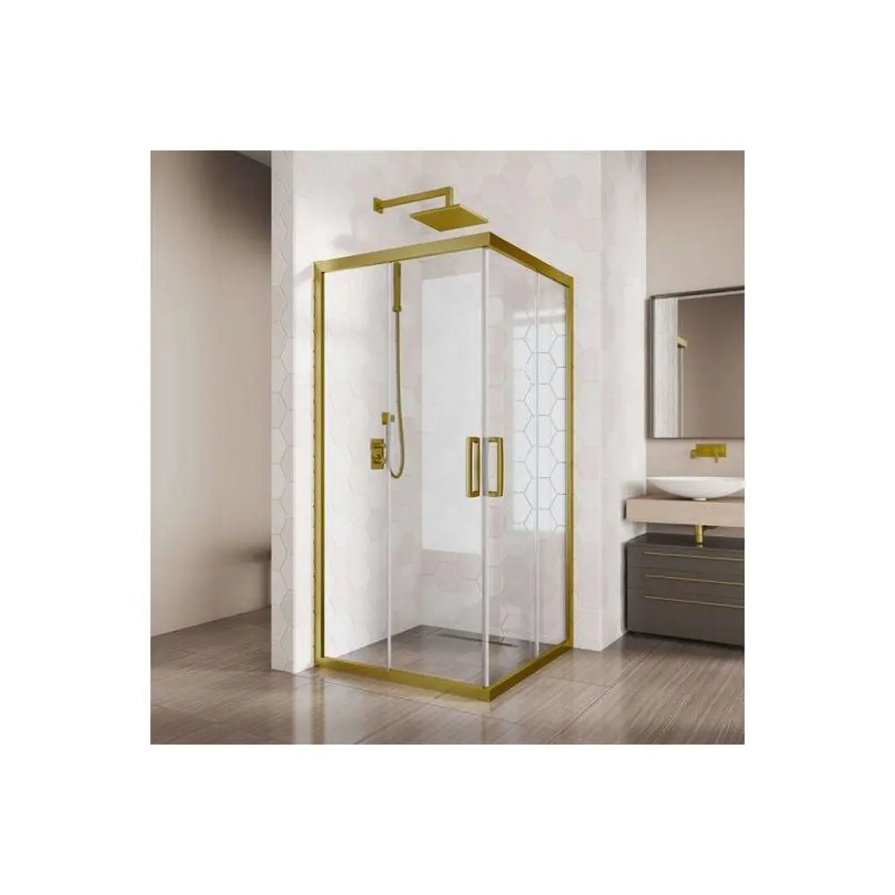 Фото Душевой уголок Creto 128-DEO-75-75-200-CLN-6BR квадрат 75x75см бронза профиль эффект стекла прозрачный Фото Душевой уголок Creto 128-DEO-75-75-200-CLN-6BR квадрат 75x75см бронза профиль эффект стекла прозрачный