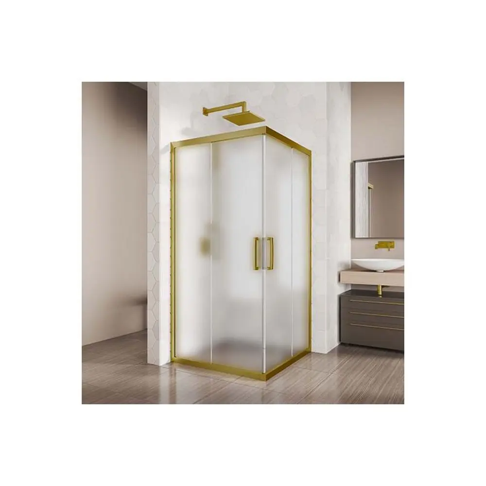 Фото Душевой уголок Creto 128-DEO-75-75-200-MAT-6BR квадрат 75x75см бронза профиль эффект стекла матовый