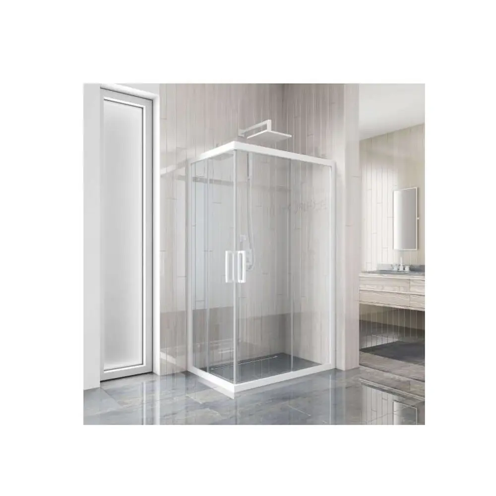 Фото Душевой уголок Creto 129-DEO-120-80-200-CLN-6WHT прямоугольник 120x80см белый профиль эффект стекла прозрачный Фото Душевой уголок Creto 129-DEO-120-80-200-CLN-6WHT прямоугольник 120x80см белый профиль эффект стекла прозрачный