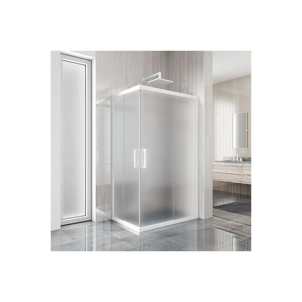 Фото Душевой уголок Creto 129-DEO-170-90-200-MAT-6WHT прямоугольник 170x90см белый профиль эффект стекла матовый