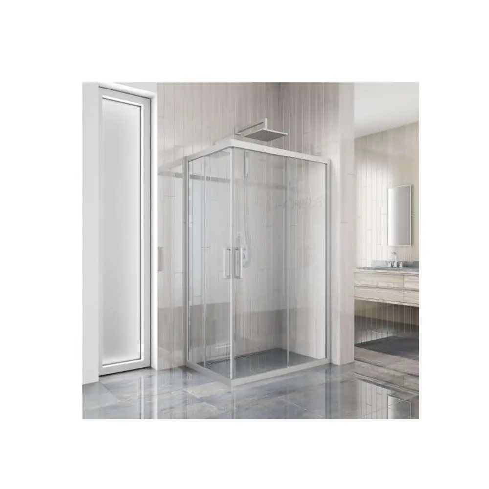 Фото Душевой уголок Creto 129-DEO-180-120-200-CLN-6MT прямоугольник 180x120см хромированный профиль эффект стекла прозрачный