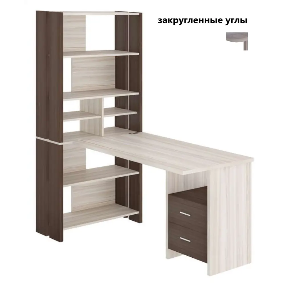 Фото Компьютерный стол Мэрдэс СТЛ-ОВx+С120РПрям ШК-Ч 70x178.50x152.20 см ЛДСП цвет коричневый,бежево-белый Фото Компьютерный стол Мэрдэс СТЛ-ОВx+С120РПрям ШК-Ч 70x178.50x152.20 см ЛДСП цвет коричневый,бежево-белый