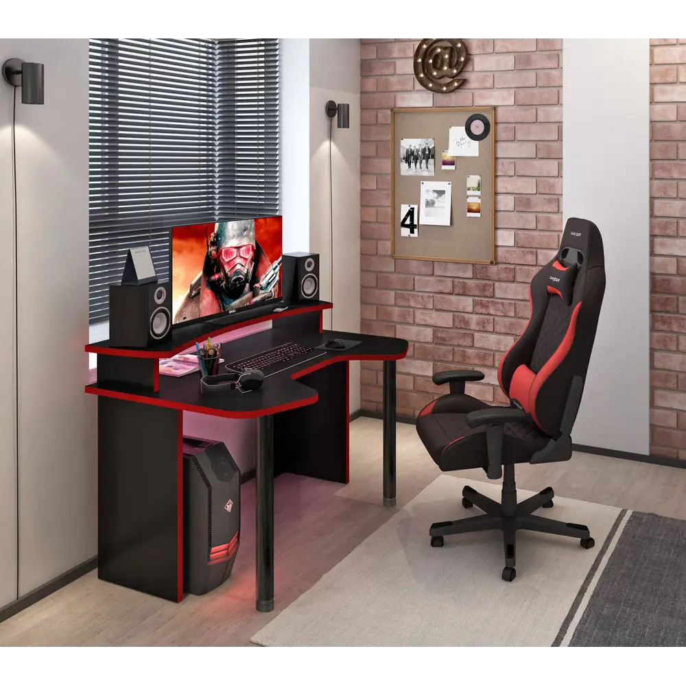 Фото 4 Компьютерный стол Мэрдэс СКЛ-Игр120+НКИЛ120 Ч 120x95x90 см ЛДСП цвет черный Фото 4 Компьютерный стол Мэрдэс СКЛ-Игр120+НКИЛ120 Ч 120x95x90 см ЛДСП цвет черный