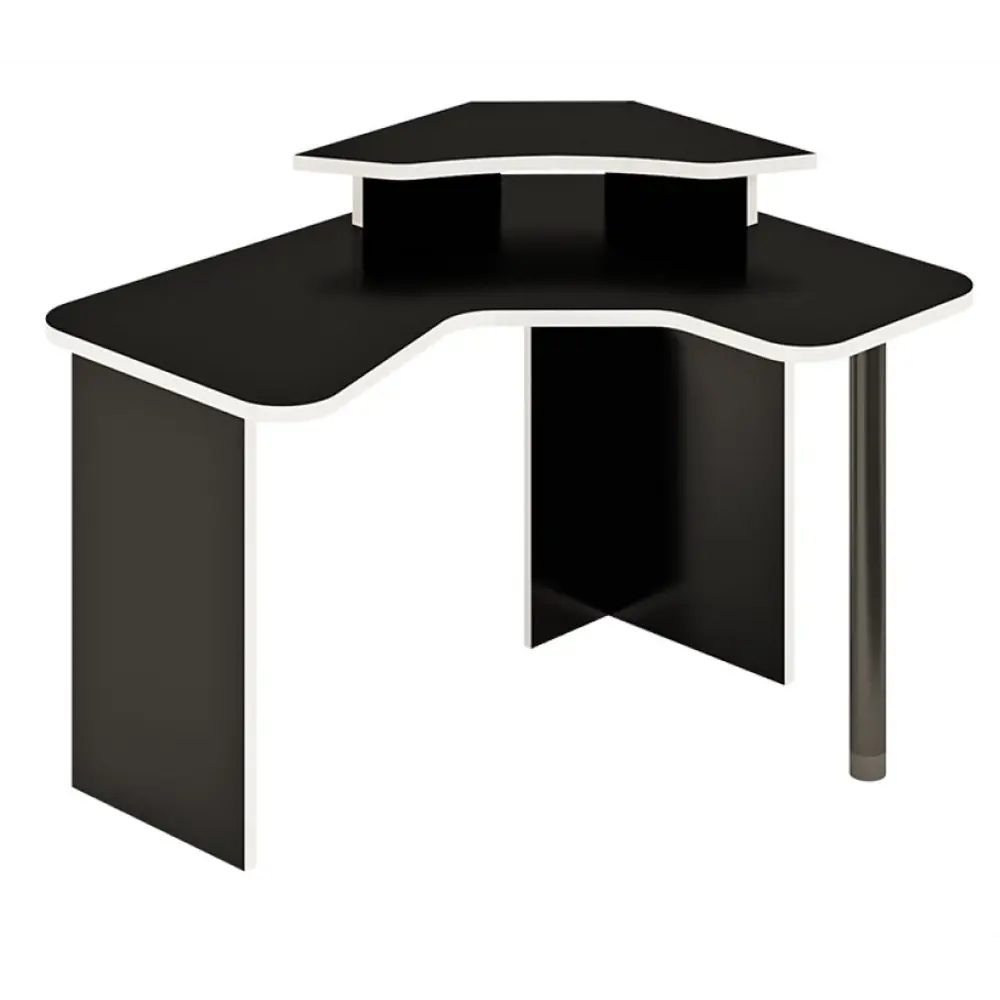 Фото Компьютерный стол Мэрдэс СКЛ-ИгрУгл120 ЧБЕ+НКИЛ-УГЛ ЧБЕ правый 120x88x100 см ЛДСП цвет черный,белый жемчуг Фото Компьютерный стол Мэрдэс СКЛ-ИгрУгл120 ЧБЕ+НКИЛ-УГЛ ЧБЕ правый 120x88x100 см ЛДСП цвет черный,белый жемчуг