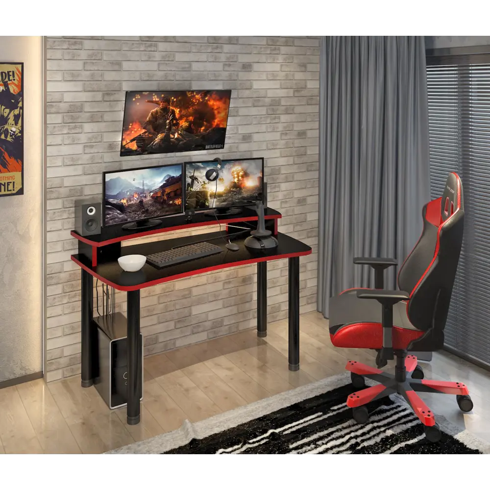 Фото 4 Компьютерный стол Мэрдэс СКЛ-Софт120МО+НКИЛ120 ЧБЕ 120x95x75 см ЛДСП цвет черный,белый жемчуг Фото 4 Компьютерный стол Мэрдэс СКЛ-Софт120МО+НКИЛ120 ЧБЕ 120x95x75 см ЛДСП цвет черный,белый жемчуг