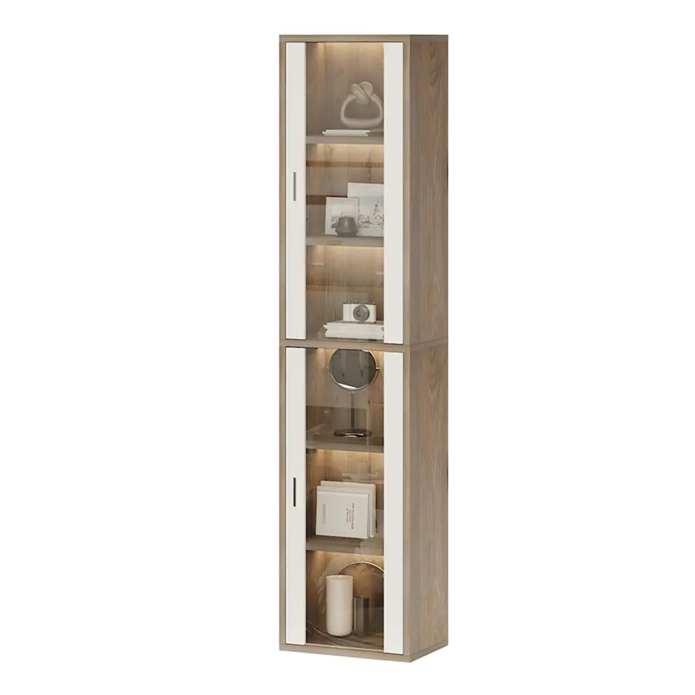 Фото 3 Стеллаж с секциями Мэрдэс СУ(ш1в2)+2ФС БЕН белый/нельсон 50x216x34 см нагрузка до 40 кг ЛДСП цвет серый дуб,белый жемчуг