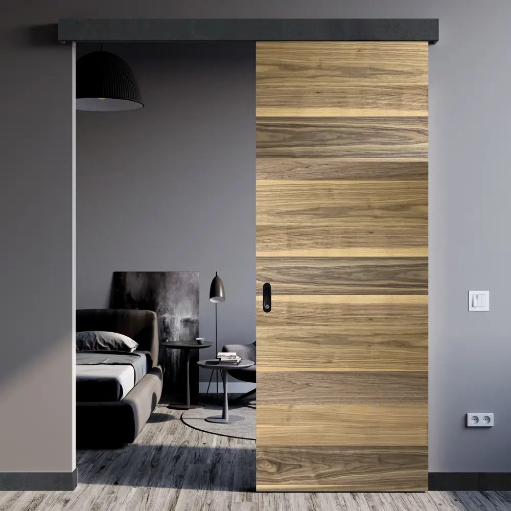 Фото 7 Дверь межкомнатная глухая Loft 70x200 см шпон цвет американский орех с замком и петлями Фото 7 Дверь межкомнатная глухая Loft 70x200 см шпон цвет американский орех с замком и петлями