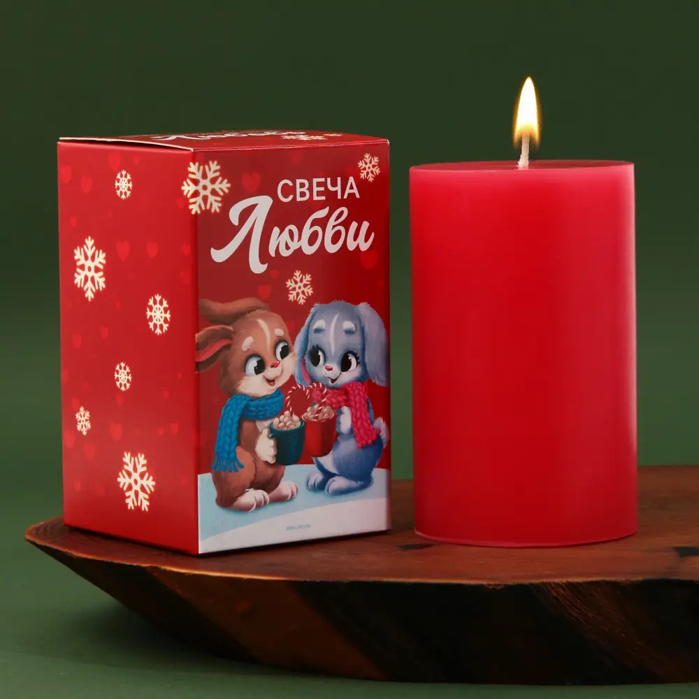 Фото 2 Свеча столбик «Любви» без аромата, 6x6x9.5 см