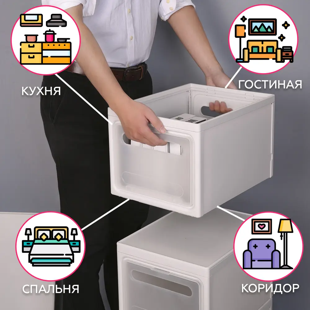 Фото 5 Комод из 3х ящиков HOMSU для хранения вещей с колесиками Premium, 80x30x25 см Фото 5 Комод из 3х ящиков HOMSU для хранения вещей с колесиками Premium, 80x30x25 см