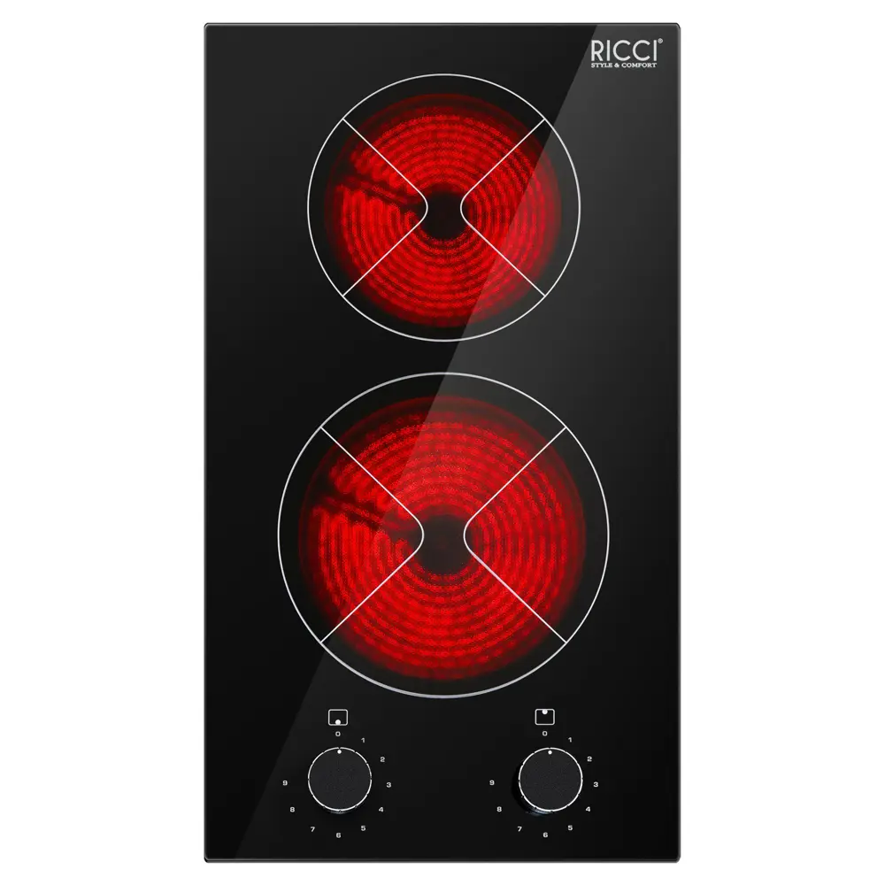 Фото Стеклокерамическая варочная панель Ricci KS-T23011R 28.80 см 2 конфорки цвет черный Фото Стеклокерамическая варочная панель Ricci KS-T23011R 28.80 см 2 конфорки цвет черный