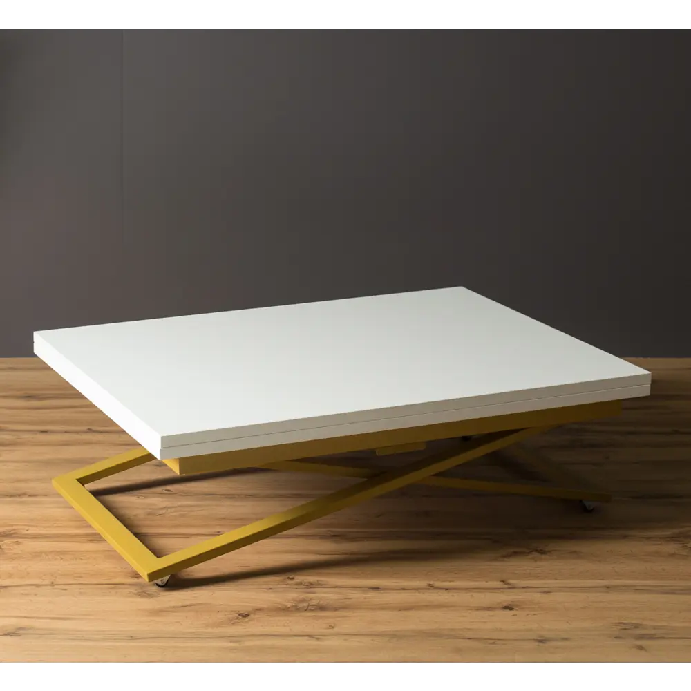 Фото Стол прямоугольный Levmar Compact 70x100 см МДФ цвет белый глянец/золотой Фото Стол прямоугольный Levmar Compact 70x100 см МДФ цвет белый глянец/золотой