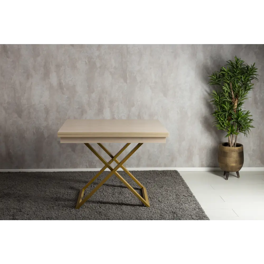 Фото 3 Стол прямоугольный Levmar Cross 101x101 см ЛДСП цвет дуб шамони светлый/золотой Фото 3 Стол прямоугольный Levmar Cross 101x101 см ЛДСП цвет дуб шамони светлый/золотой