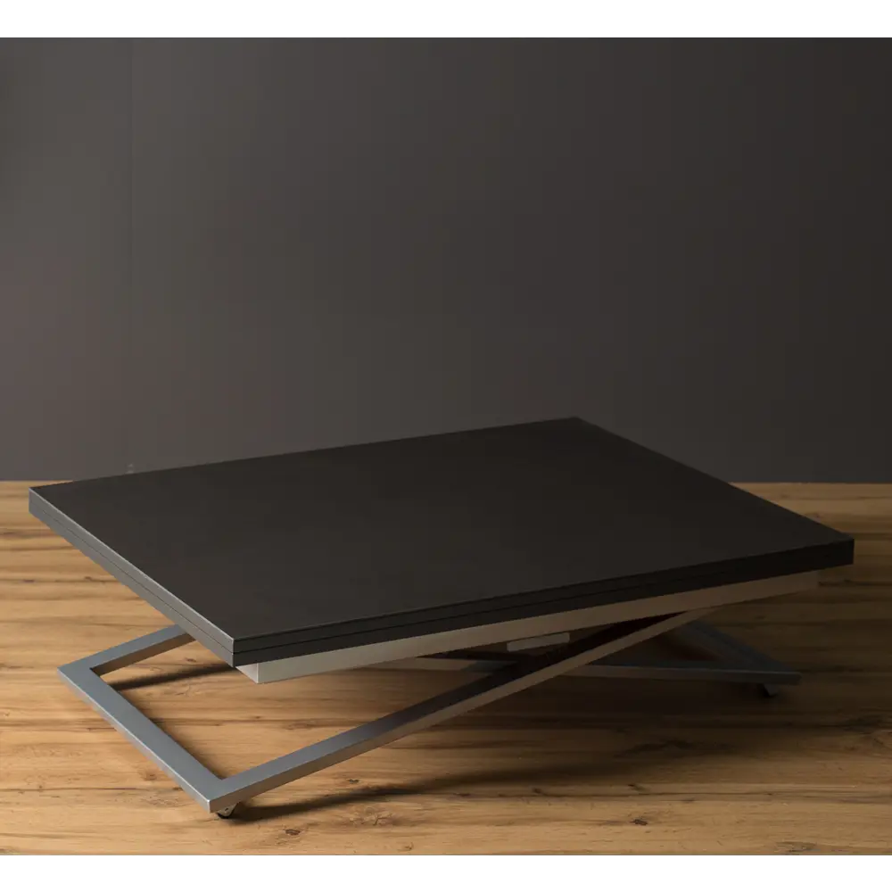 Фото Стол прямоугольный Levmar Compact 70x100 см керамогранит цвет антрацит/серебро