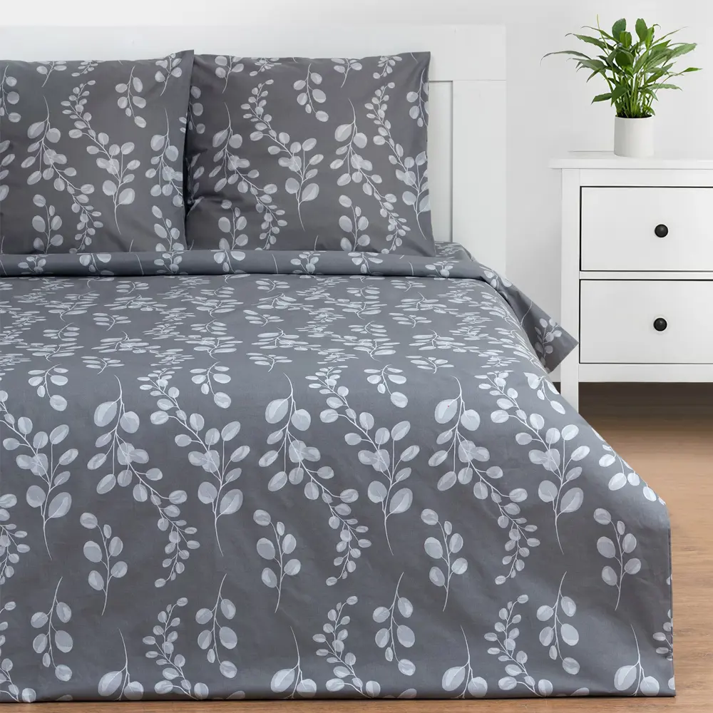 Фото Комплект постельного белья Этель 7534034, семейный, поплин, цвет серый Фото Комплект постельного белья Этель 7534034, семейный, поплин, цвет серый