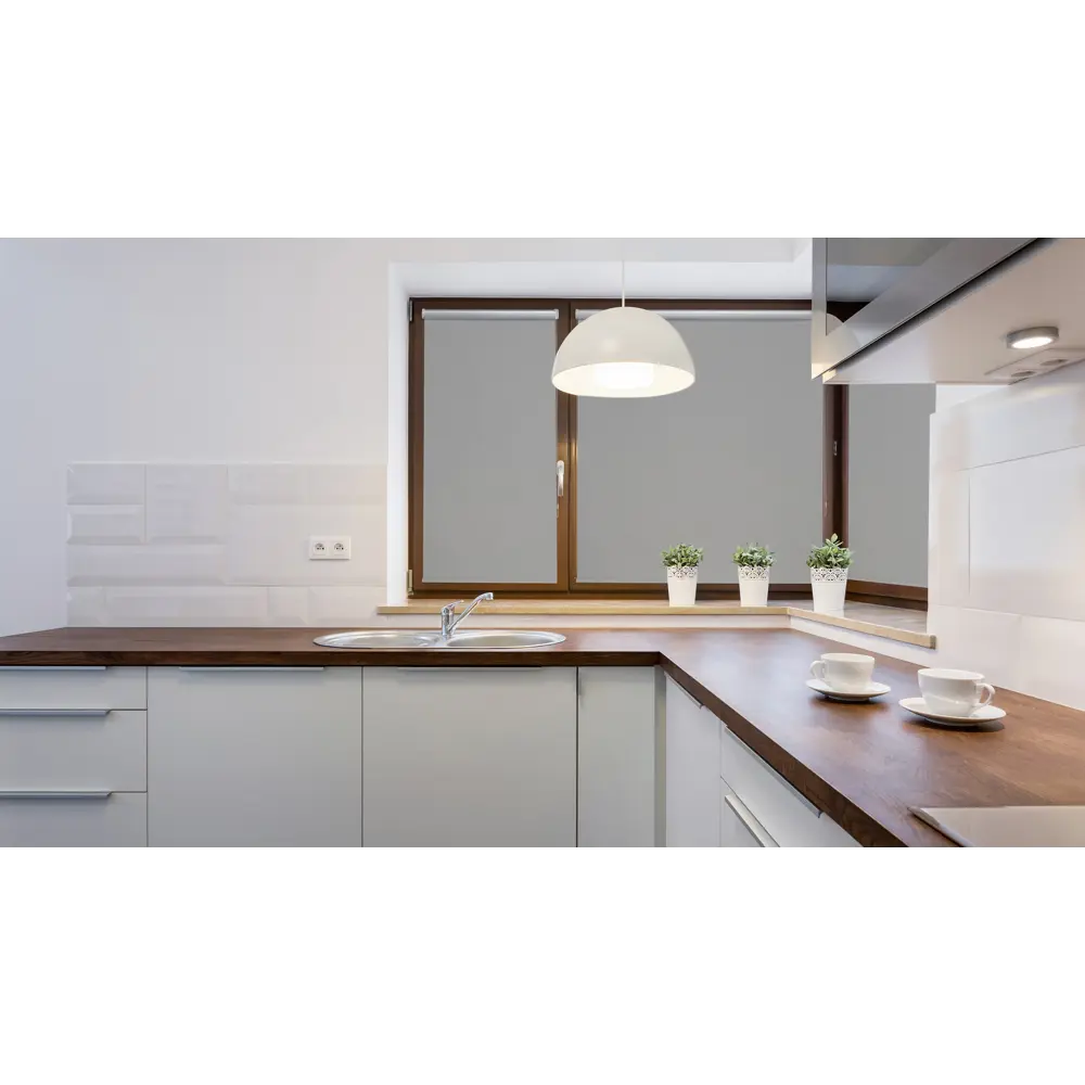 Фото 4 Рулонная штора Decofest Блэкаут Штрих 80x160 см цвет серый мини