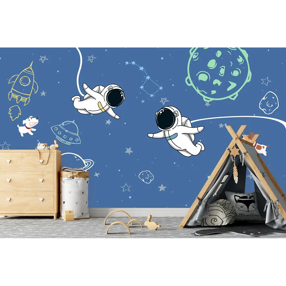 Фото 3 Фотообои флизелиновые Bartonwall 300x270 см Космонавт Космос