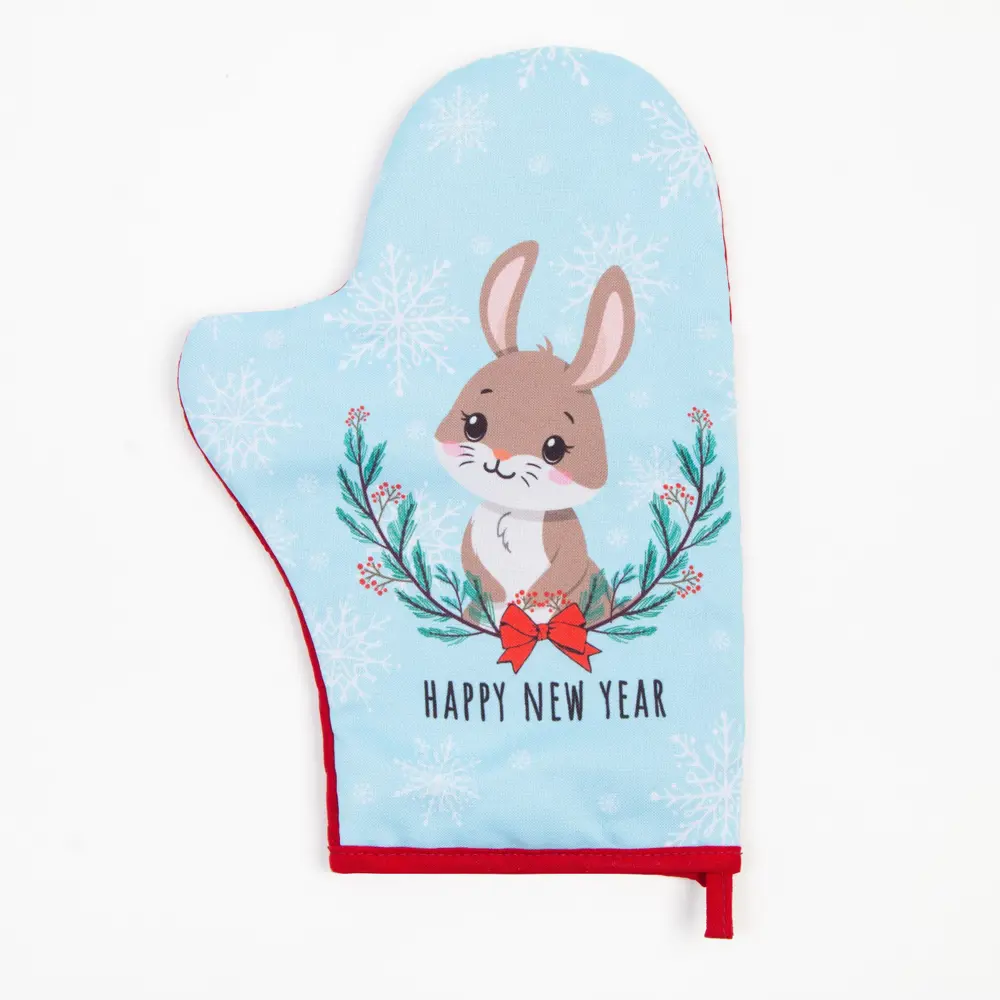 Фото 2 Прихватка Доляна Winter hare 20x28 см полиэстер цвет голубой 2 шт Фото 2 Прихватка Доляна Winter hare 20x28 см полиэстер цвет голубой 2 шт