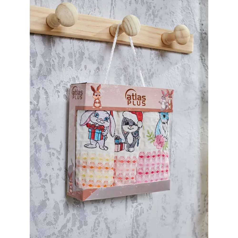 Фото Набор кухонных полотенец Atlasplus "Символ года" 3 шт 35x50 см вафельные AP-КрV35x50-3V-3 Фото Набор кухонных полотенец Atlasplus "Символ года" 3 шт 35x50 см вафельные AP-КрV35x50-3V-3