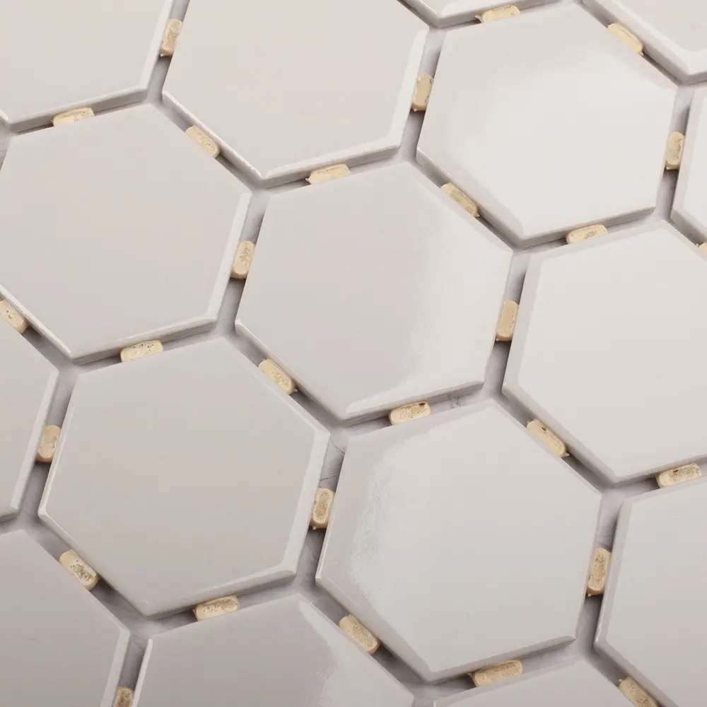 Фото 4 Мозаика керамическая Smart Mosaic Homework Hexagon Grey Glossy 27.1x28.2 см цвет серый Фото 4 Мозаика керамическая Smart Mosaic Homework Hexagon Grey Glossy 27.1x28.2 см цвет серый