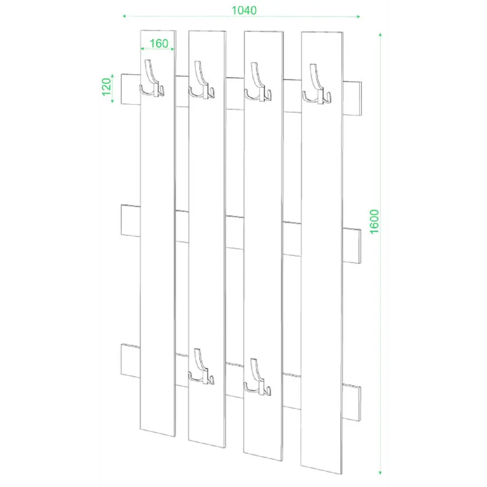 Фото 2 Вешалка Мэрдэс СТ-280 К 104x160x4 см 6 крючков цвет бежево-белый Фото 2 Вешалка Мэрдэс СТ-280 К 104x160x4 см 6 крючков цвет бежево-белый