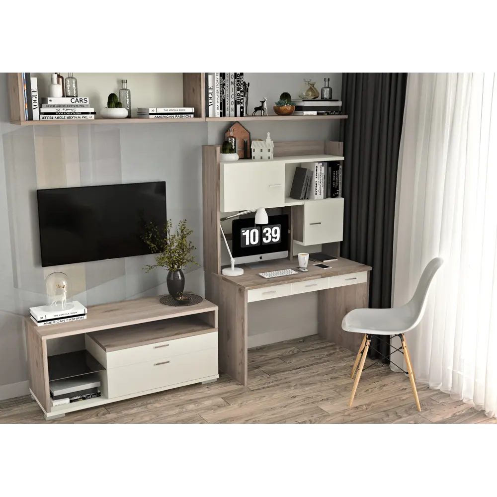 Фото 13 Тумба под телевизор Мэрдэс Тк-10м к 120x56x45 см ЛДСП цвет бежево-белый Фото 13 Тумба под телевизор Мэрдэс Тк-10м к 120x56x45 см ЛДСП цвет бежево-белый