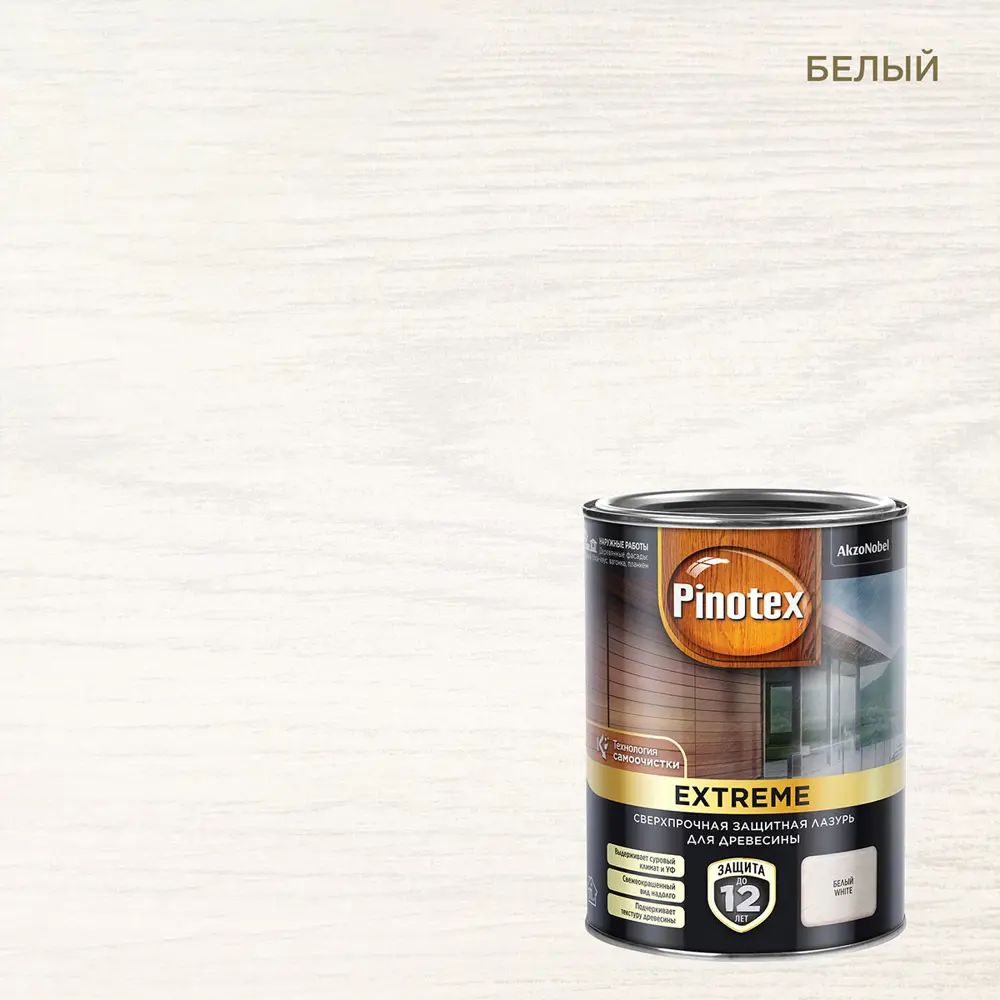 Фото Лазурь для дерева Pinotex цвет белый 0.9 л Фото Лазурь для дерева Pinotex цвет белый 0.9 л