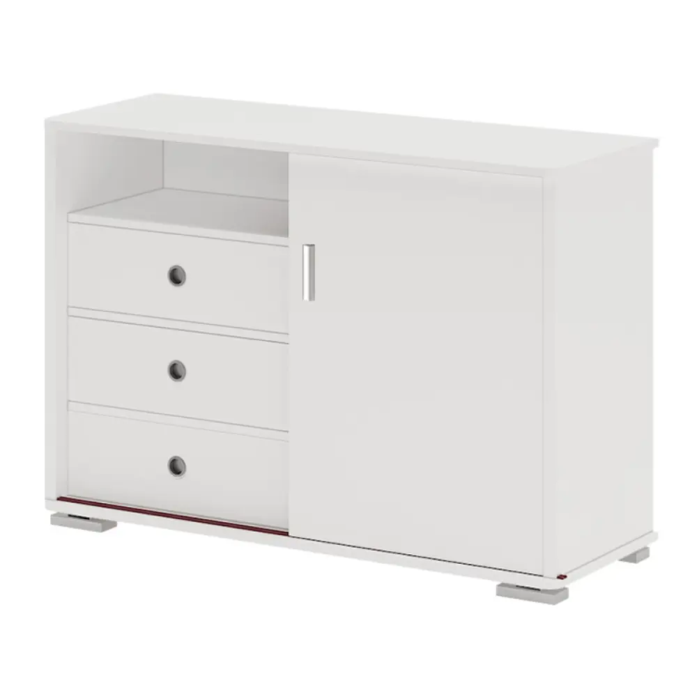 Фото Тумба с выдвижными ящиками Мэрдэс ТБ-45 БЕ 114x74x46 3 ящика ЛДСП цвет белый