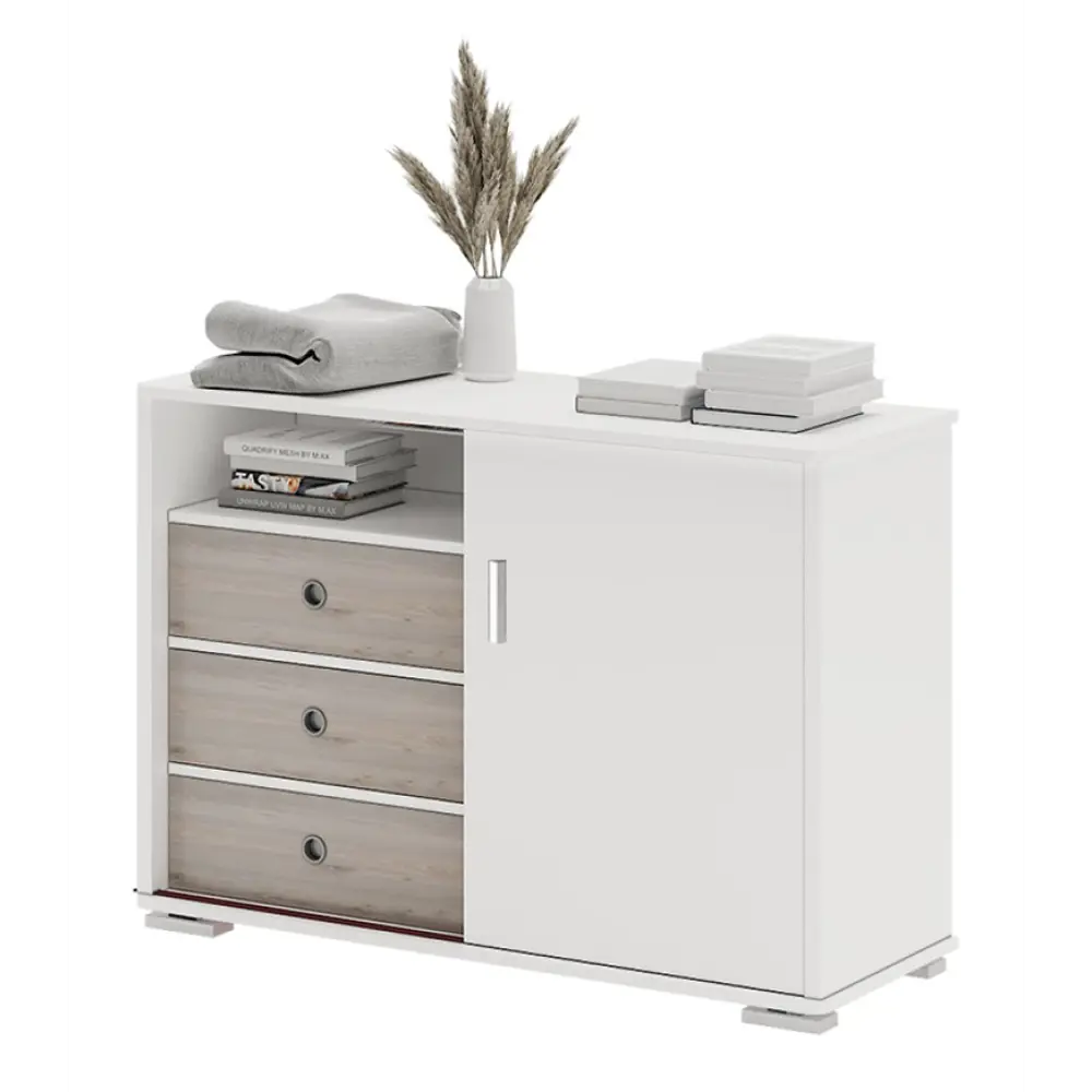 Фото 6 Тумба с выдвижными ящиками Мэрдэс ТБ-45 БЕ 114x74x46 3 ящика ЛДСП цвет белый