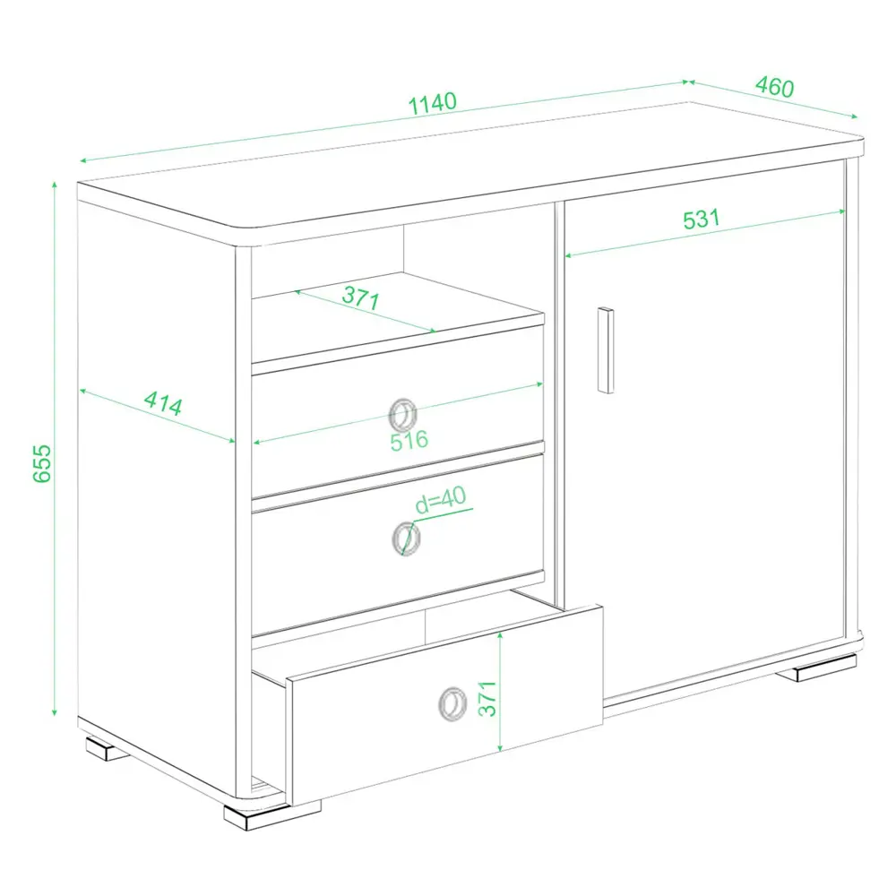 Фото 2 Тумба с выдвижными ящиками Мэрдэс ТБ-45 ШК-Ч 114x74x46 3 ящика ЛДСП цвет карамель Фото 2 Тумба с выдвижными ящиками Мэрдэс ТБ-45 ШК-Ч 114x74x46 3 ящика ЛДСП цвет карамель