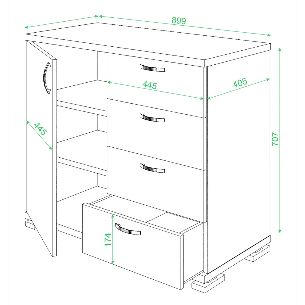 Фото 2 Тумба с выдвижными ящиками Мэрдэс ТБ-4МН КВ 90x79.20x42.70 4 ящика ЛДСП цвет венге Фото 2 Тумба с выдвижными ящиками Мэрдэс ТБ-4МН КВ 90x79.20x42.70 4 ящика ЛДСП цвет венге