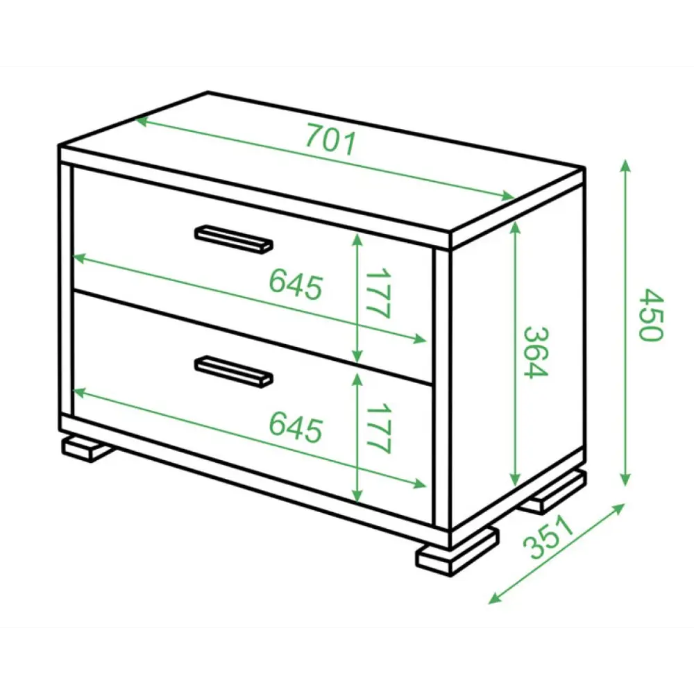Фото 2 Тумба с выдвижными ящиками Мэрдэс ТМ-50 БЕН 70.20x45x35.10 2 ящика ЛДСП цвет белый