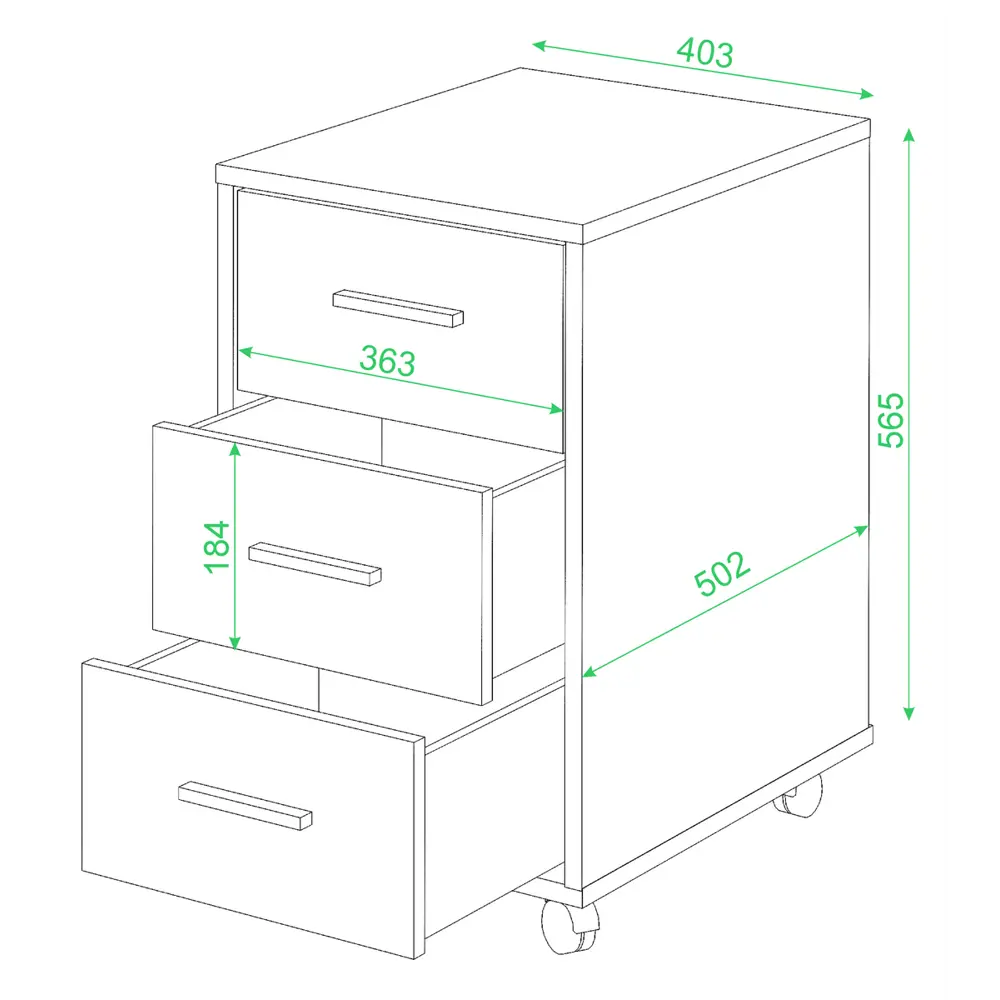 Фото 2 Тумба с выдвижными ящиками Мэрдэс ТС-1 В 40.50x64x50.50 3 ящика ЛДСП цвет венге