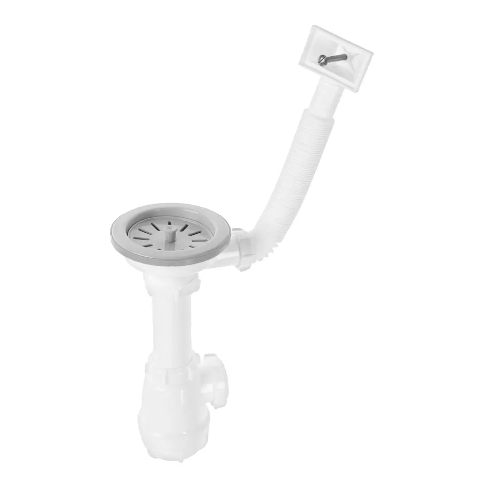 Фото Сифон для мойки Aquant 3 1/2" х 40 мм с прямоугольным переливом с пластиковой решеткой Фото Сифон для мойки Aquant 3 1/2" х 40 мм с прямоугольным переливом с пластиковой решеткой